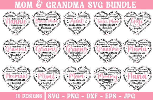 Heart Shape Mom and Grandma SVG Bundle Review